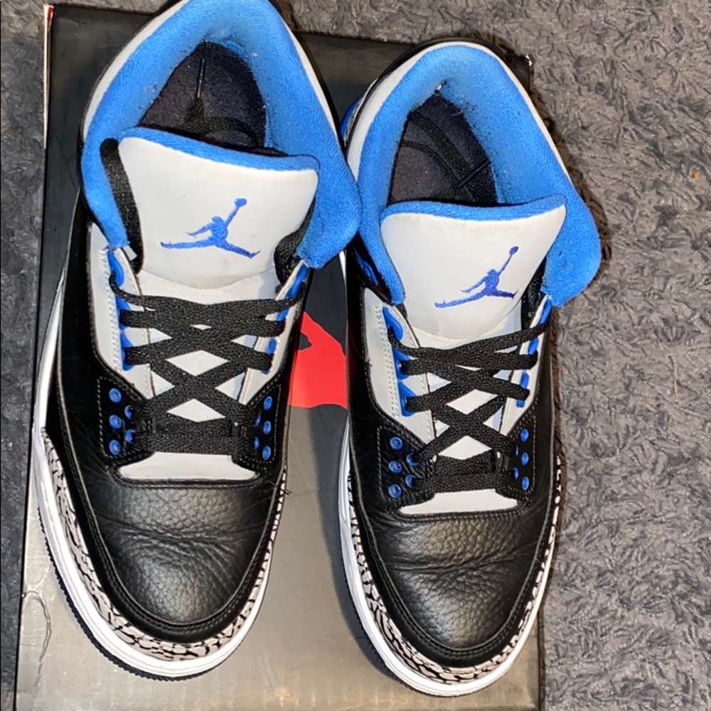 Air Jordan 3 Retro Black/Sport Blue-Wolf Grey